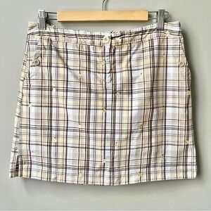Vintage Skort Women's 10 Plaid Embrodiered Pears Cream Yellow Preppy Golf Tennis
